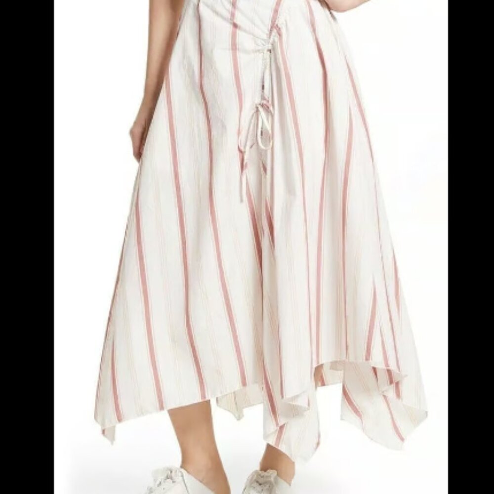 Free People Sz 0 Asymmetric Stripe Midi Skirt NWT OB752748